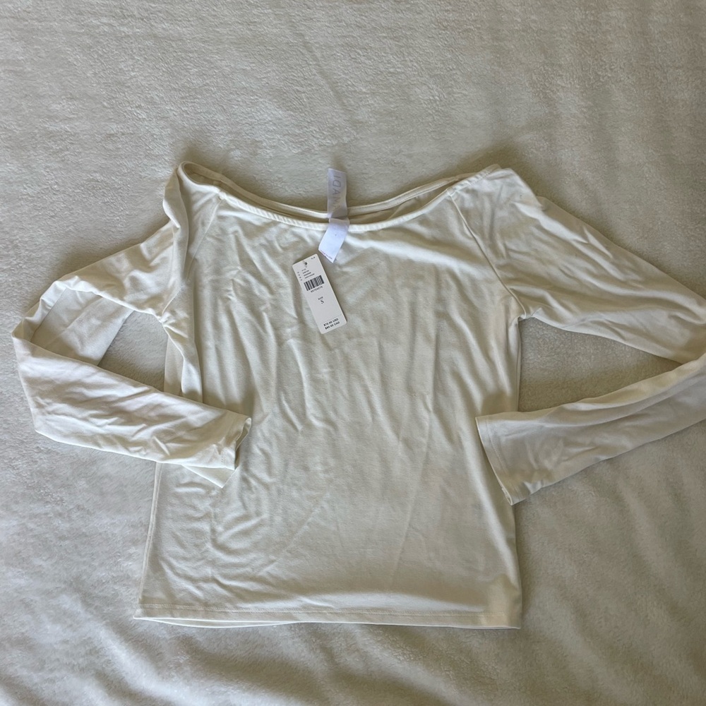 Anthropologie Amadi Off Shoulder Cream Long Sleeve Top